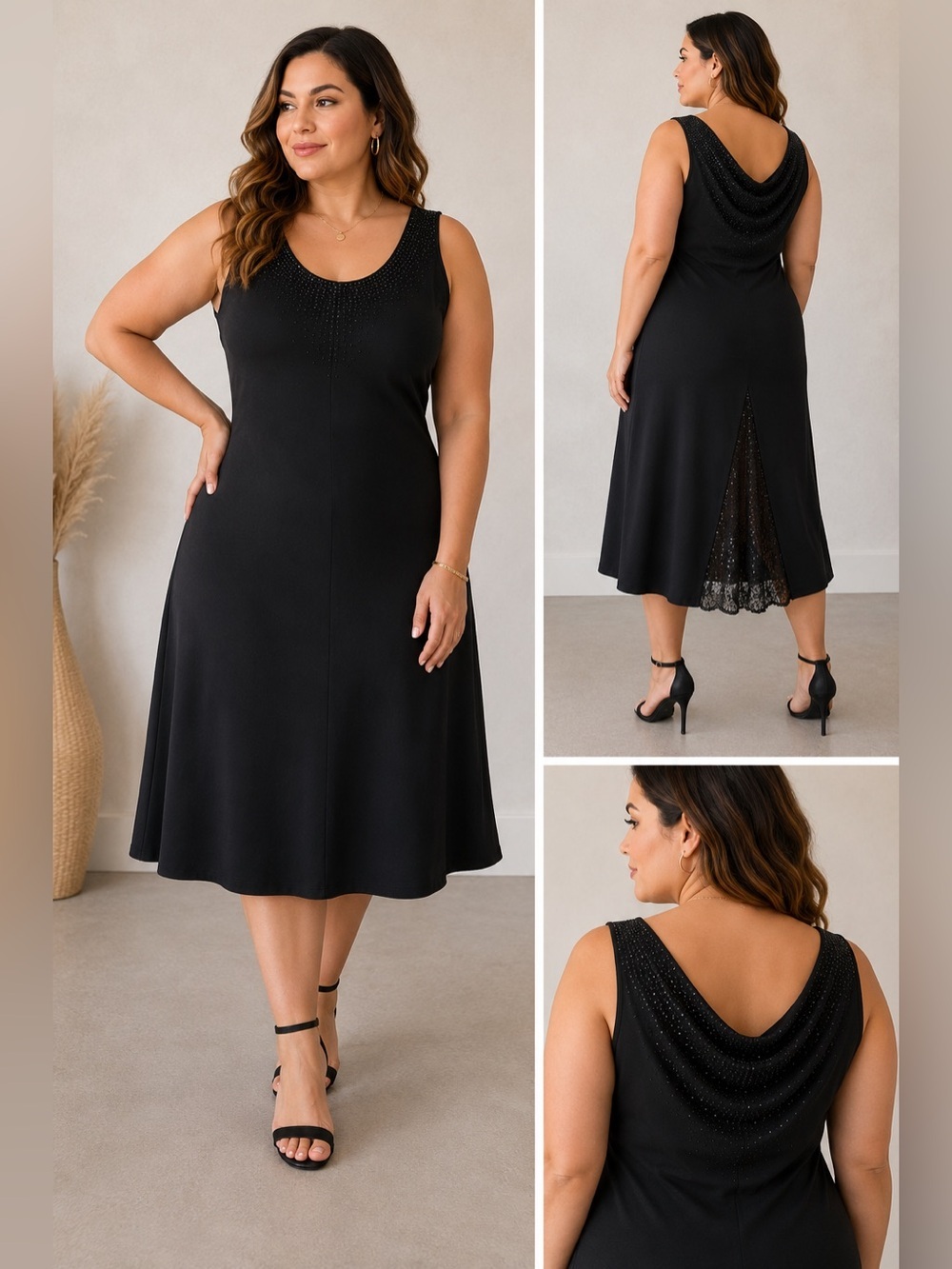 Studio I Black Strapless Beaded Cocktail Dress Size 14